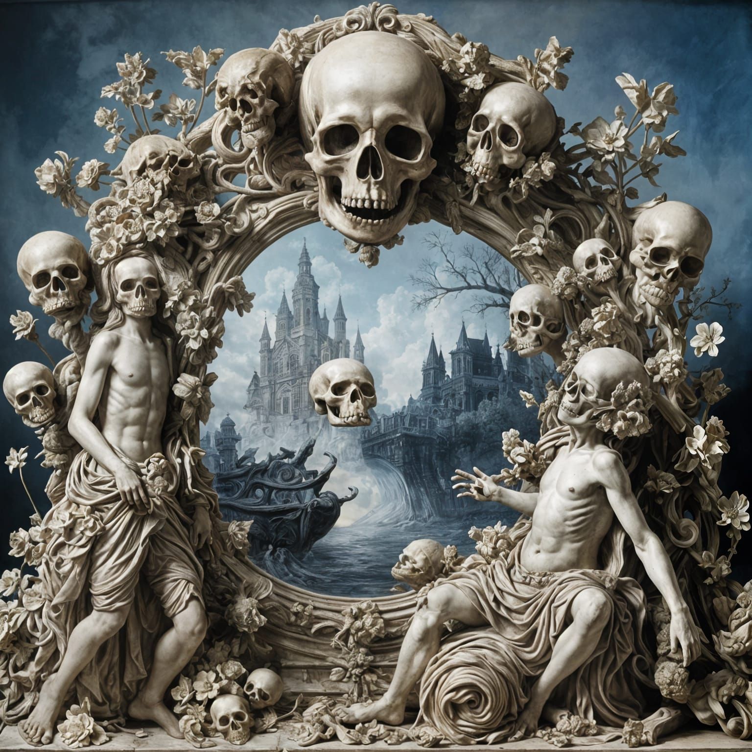 Surreal Baroque Vanity Captures Duality of Life and Death