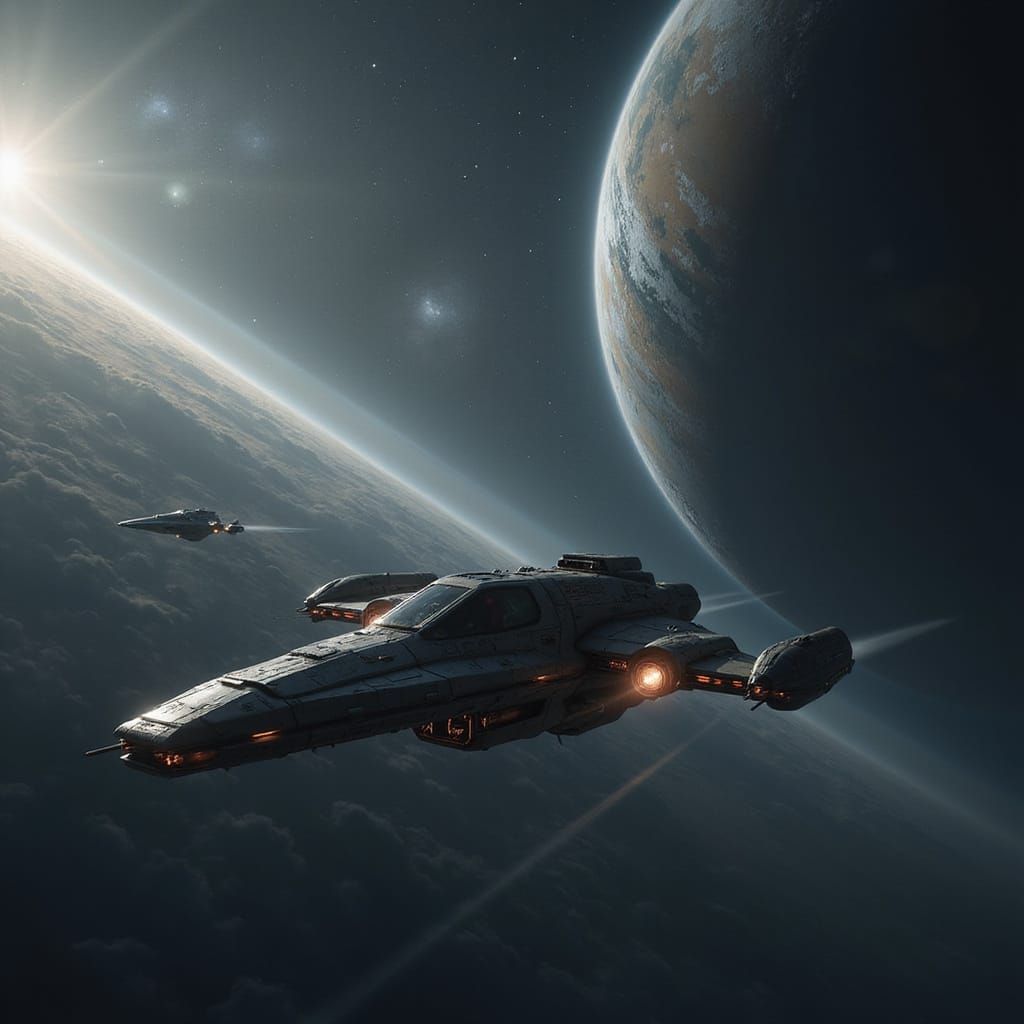 Epic Starships in Deep Space Digital Matte Painting
