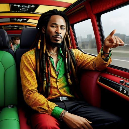 Rasta in Limousine: A Vibrant Digital Portrait