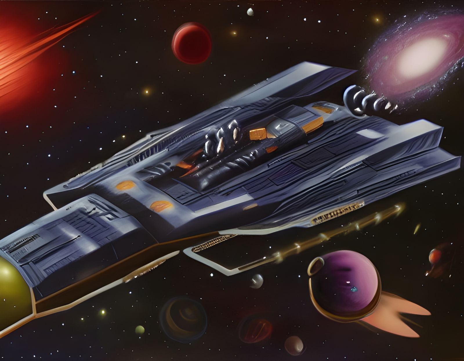 Battleship in Space Fighting Alien Enemies