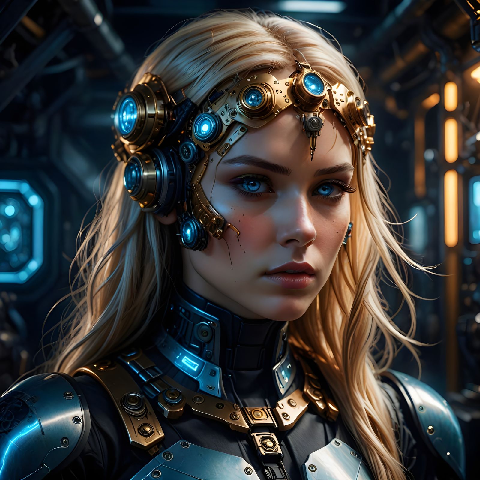 Cyber Siren in Futuristic Armor