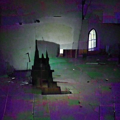 Abandoned Church Interior in Shadow