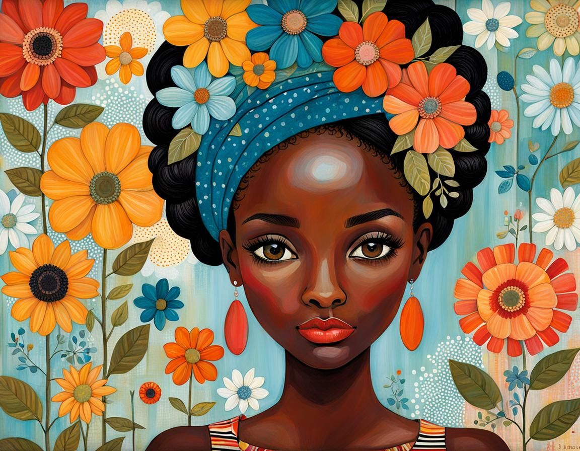 Colorful Pop Art Portrait of a Melanin Girl