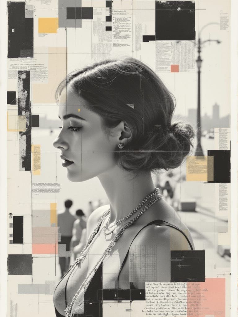 ASCII Art Overlay of Woman on Boardwalk