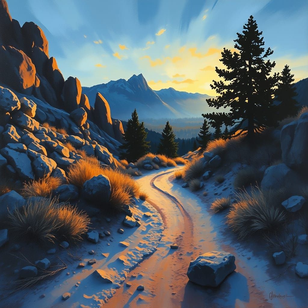 Impressionistic Western Landscape at Sunset