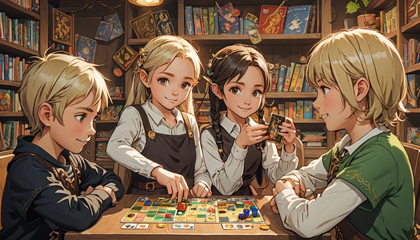 Children's Board Game in Anime Style