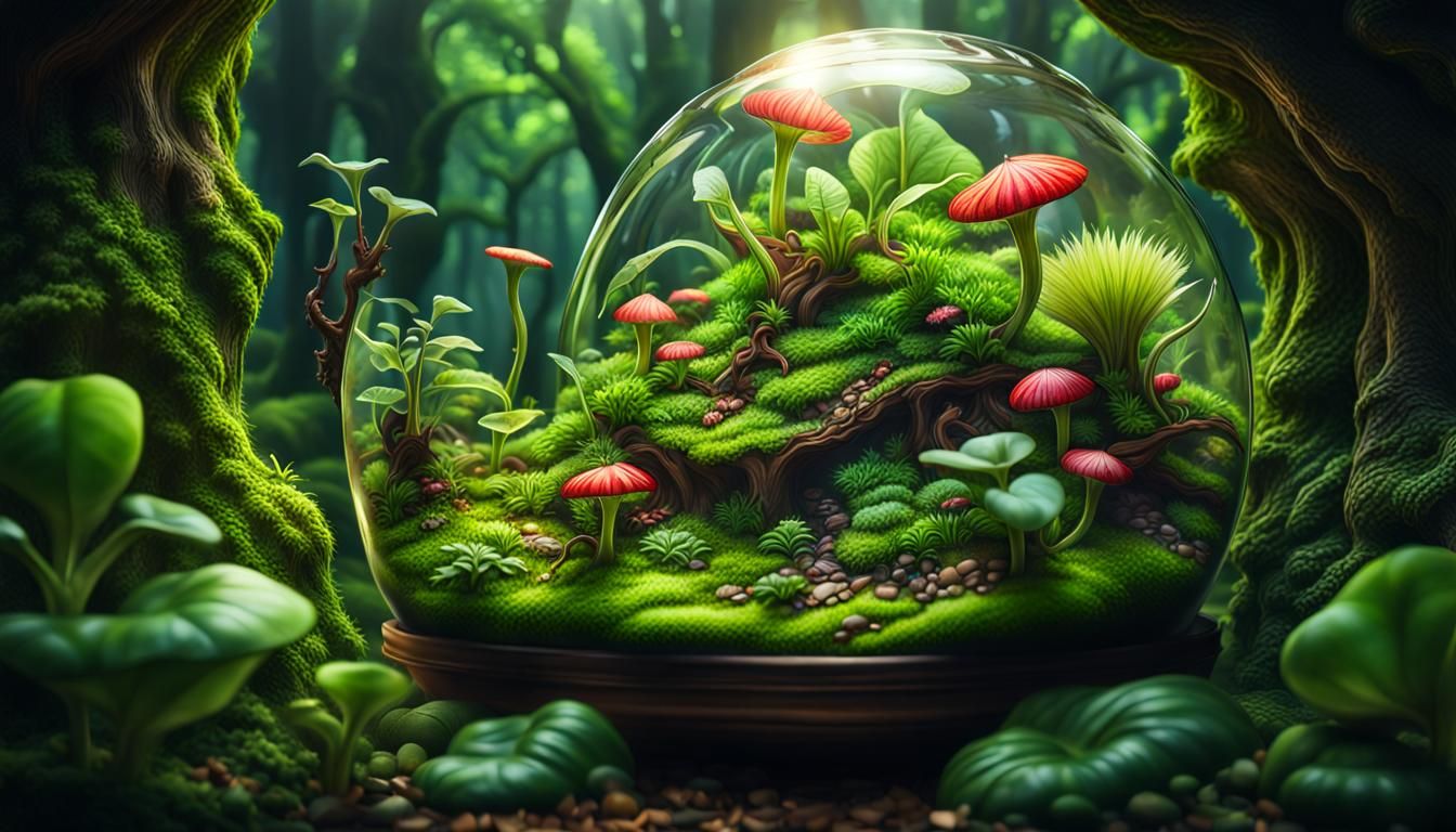 Lush Terrarium with Venus Flytraps and Pixies