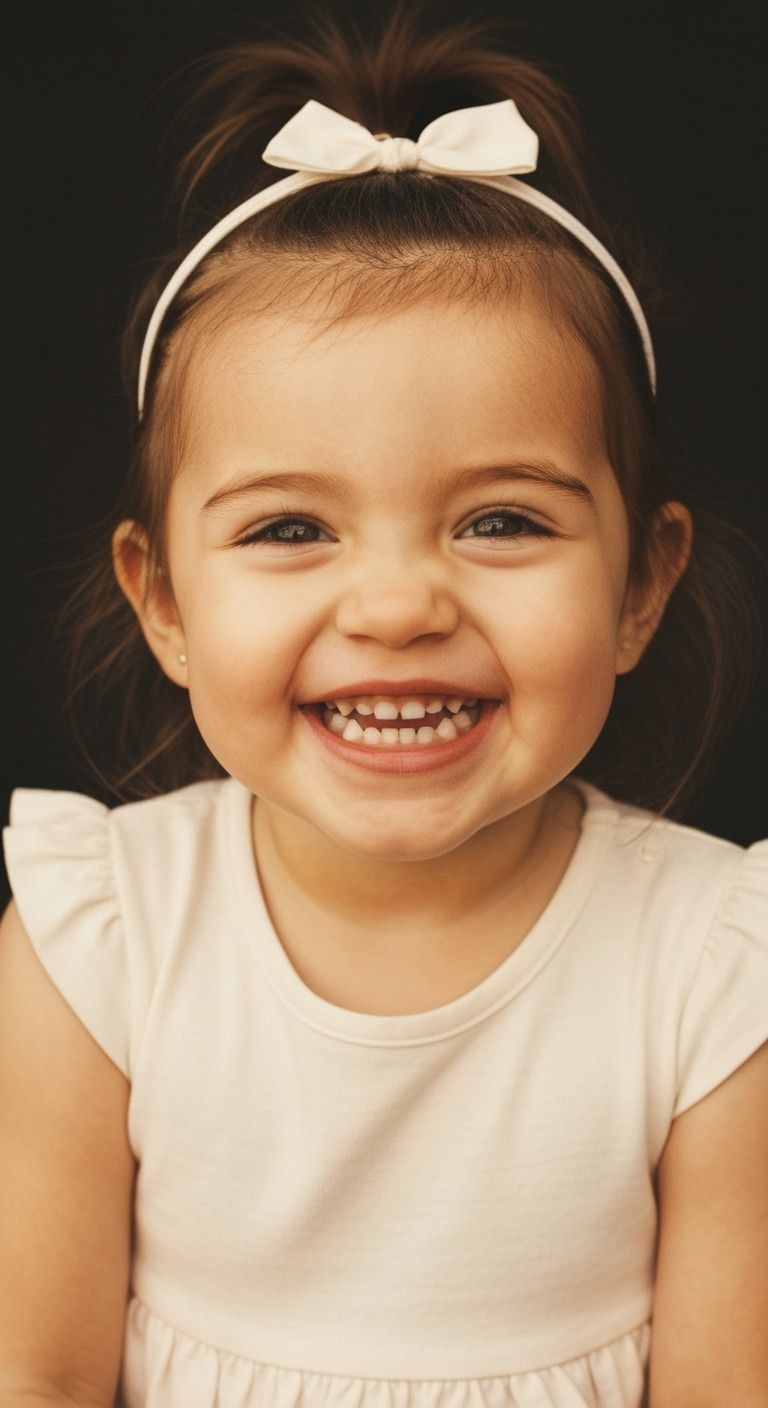 Smiling Girl Portrait in Neo-Brutalism Style