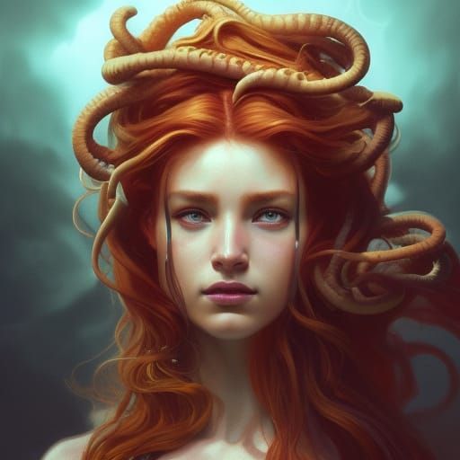 Detailed Medusa Portrait in Artstation Style