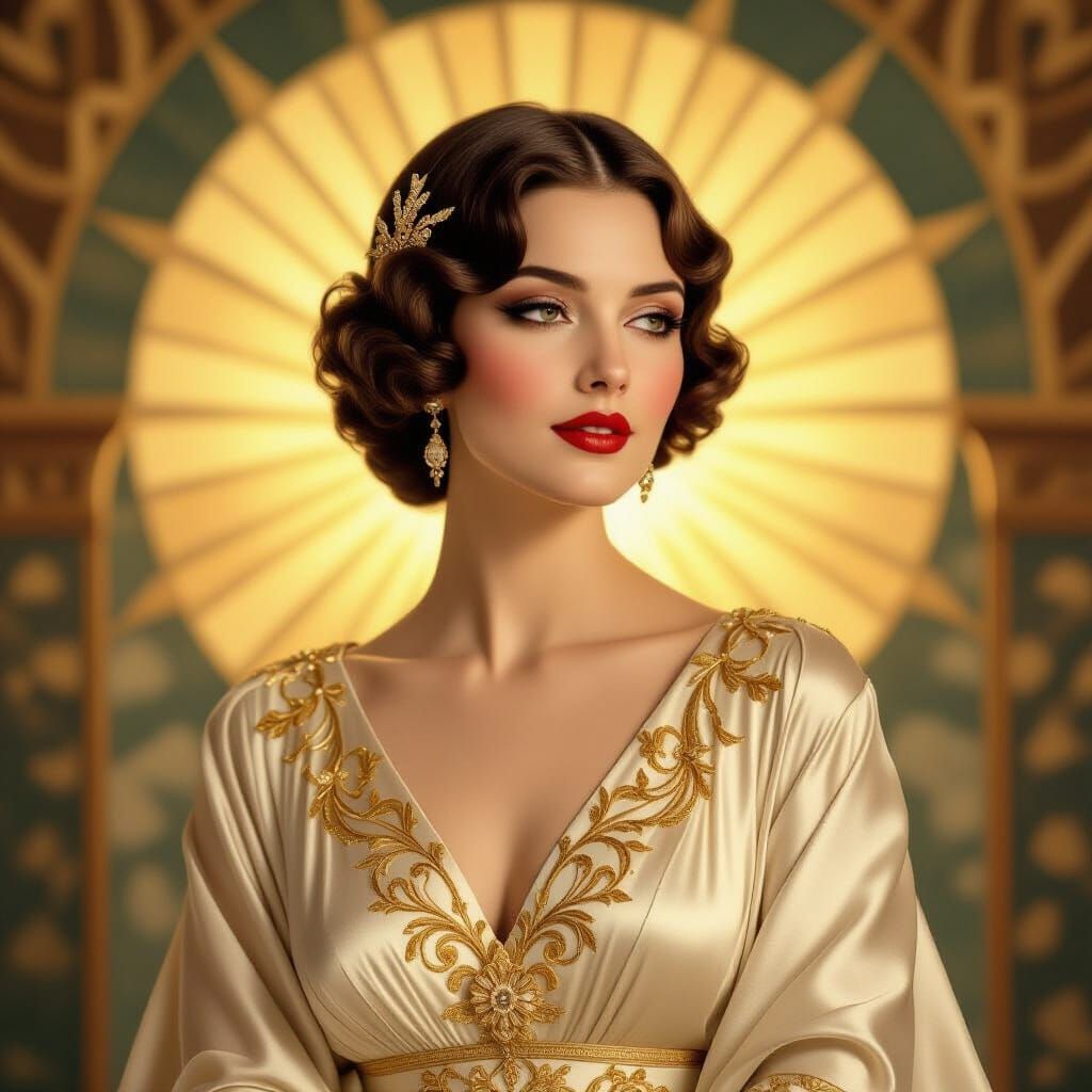 Art Deco Duchess in Gold Embroidery