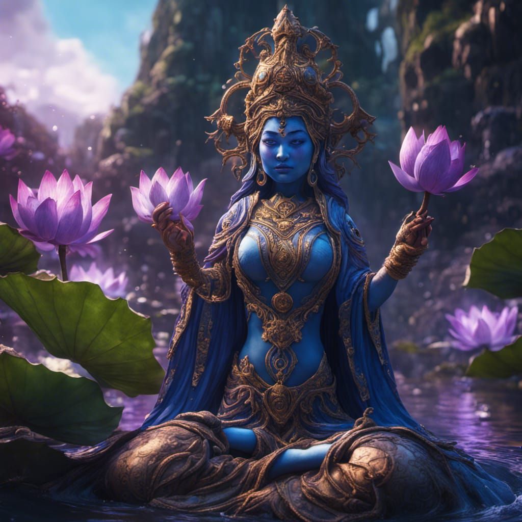 Lotus Spirit Goddess in Blue and Purple