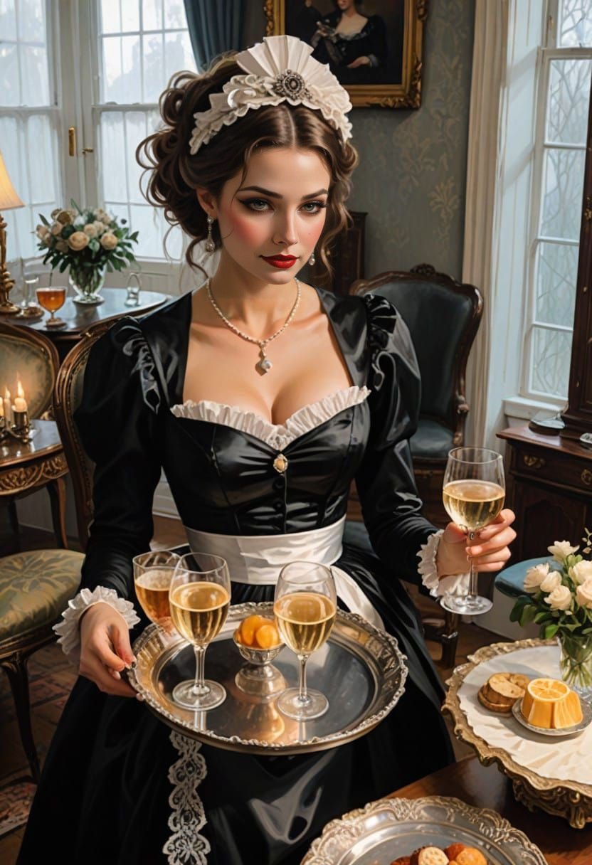 Elegant French Maid Unveils Secrets in Victorian Night