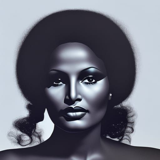 Young Pam Grier in Gothic Horror Astral Illustration