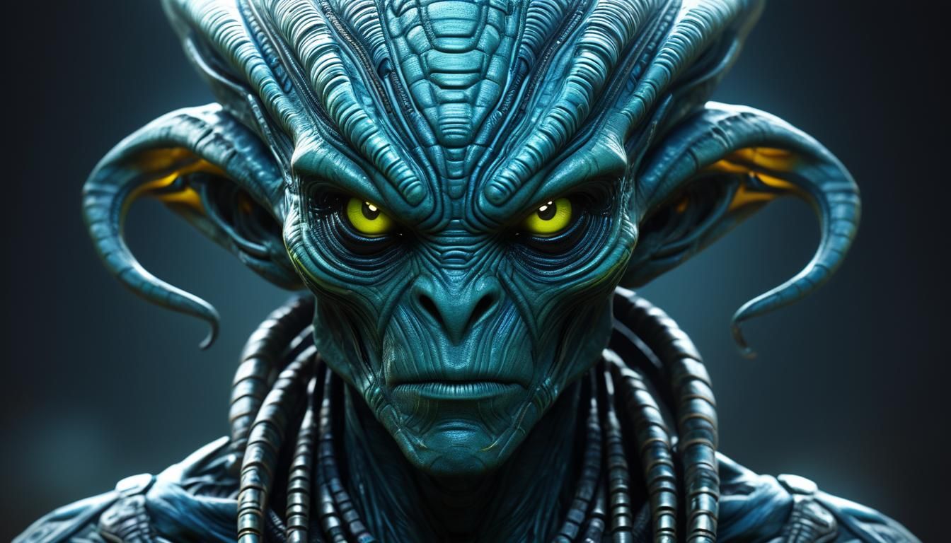 Intense Alien Portrait in a Hyper-realistic Sci-fi Style