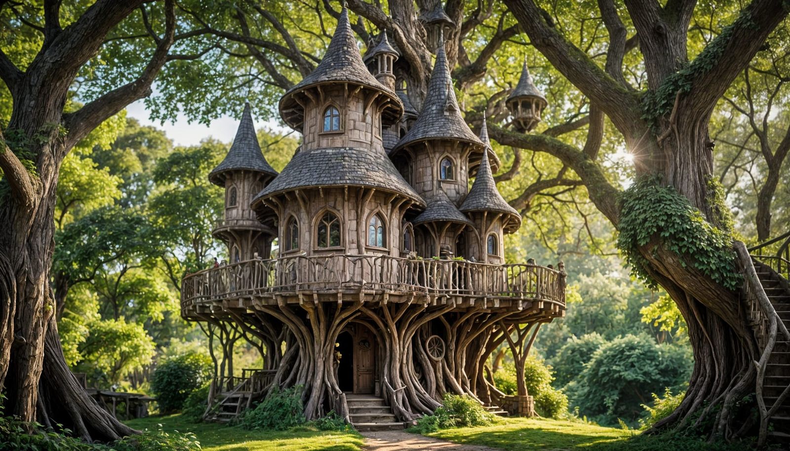 Ethereal Elven Treehouse in an Enchanted Forest