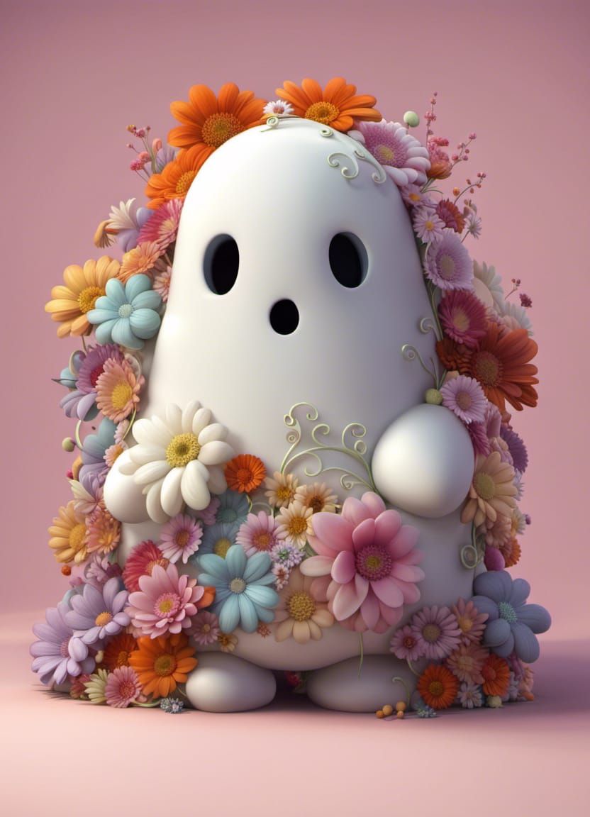Floral Ghost in Ornate, Surreal Style
