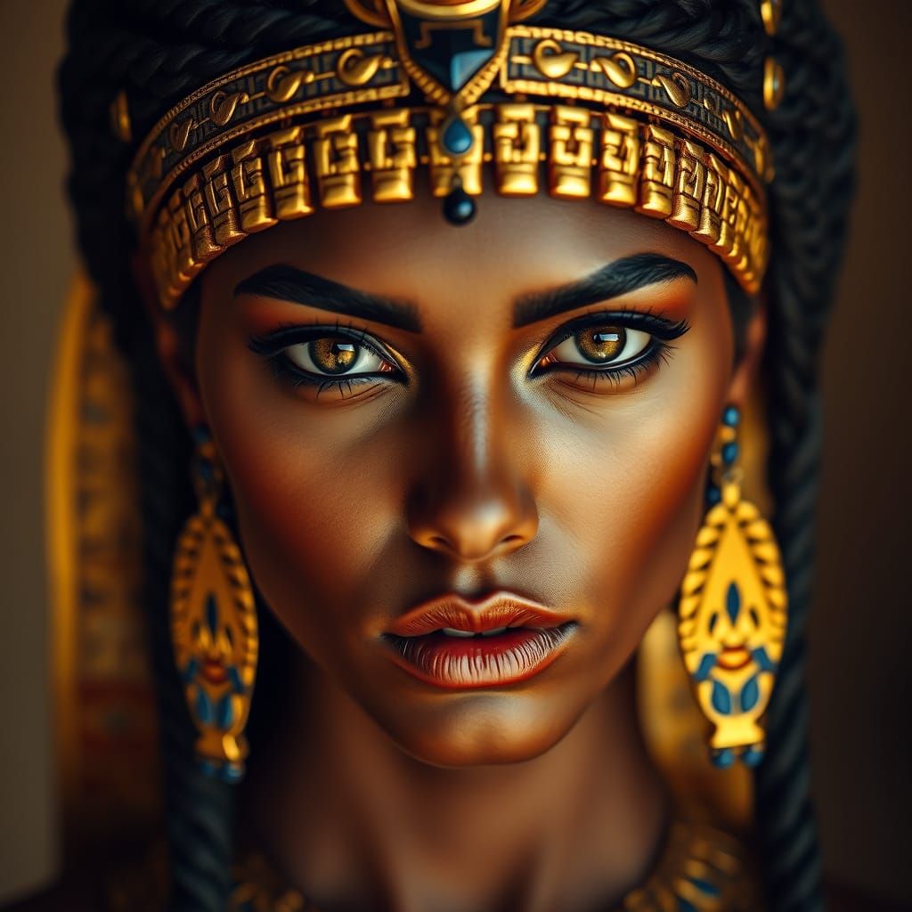 Regal Egyptian Goddess Captured in Cinematic Film Still