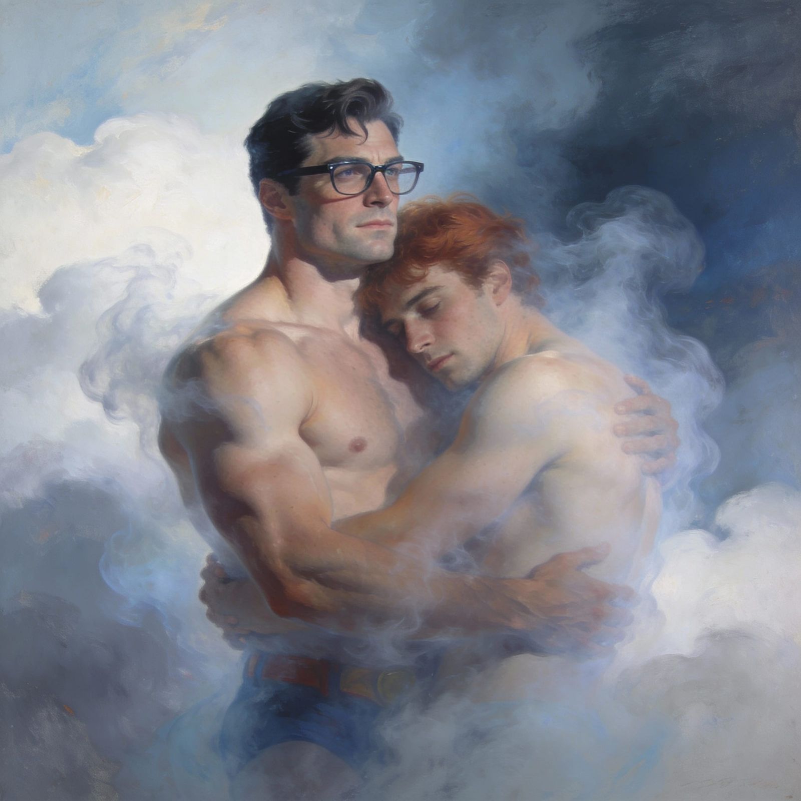 Ethereal Embrace in Smoky Clouds