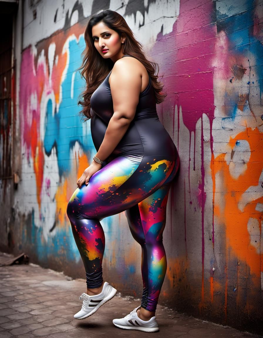 Plus Size Woman in Graffiti Art Style