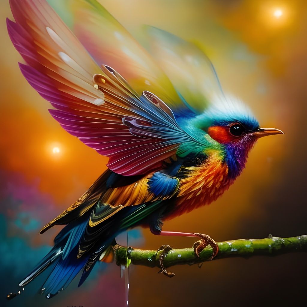 Hyperrealistic Honey Drip Bird in Calligraphy Ink