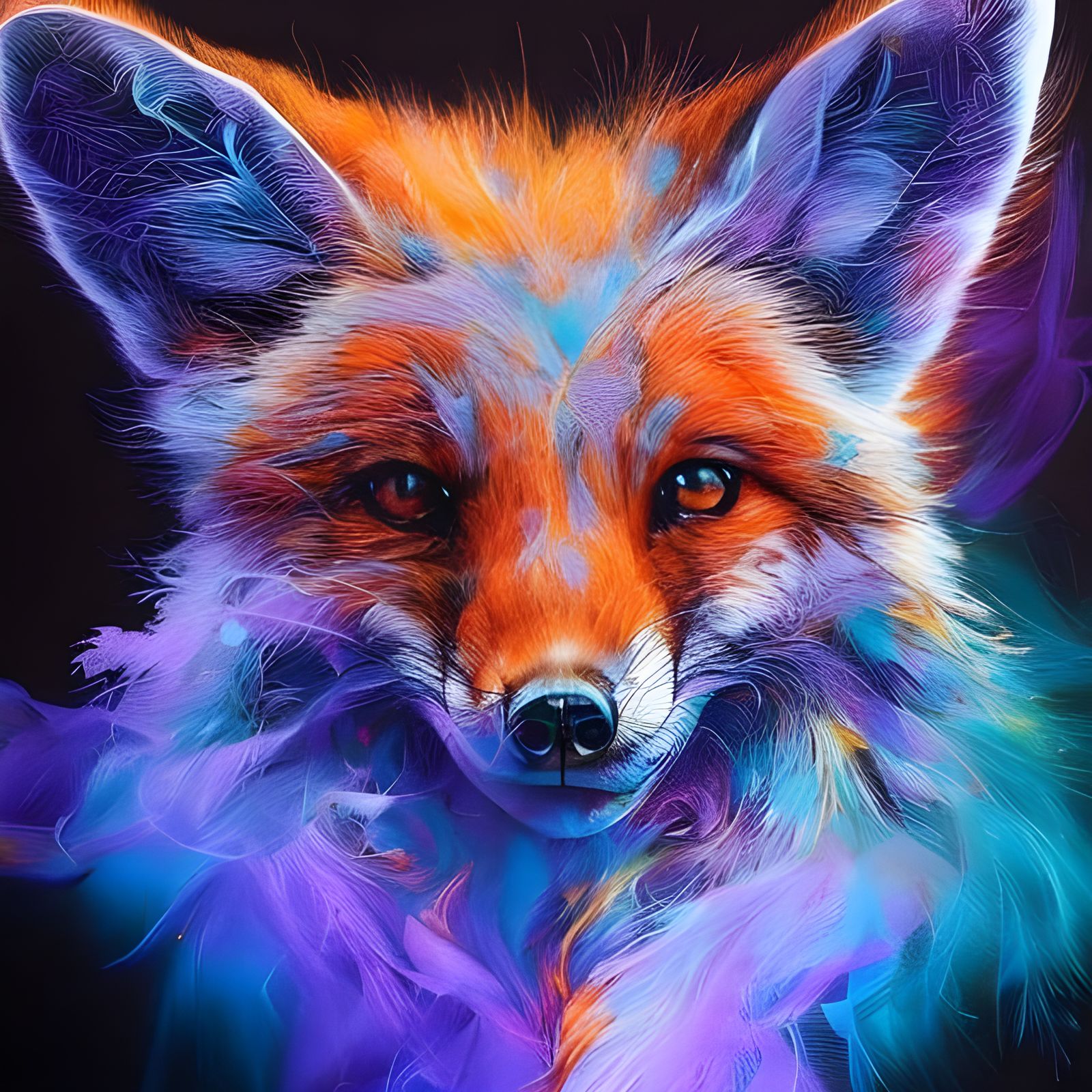 Adorable Inkblot Fox in Dramatic Lighting