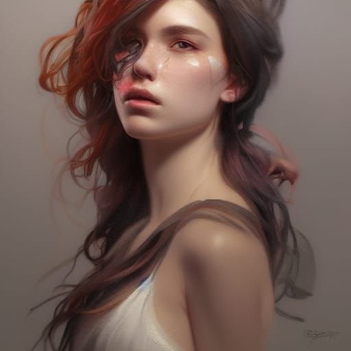 Social Anxiety Portrait in Hyperdetailed Digital Art