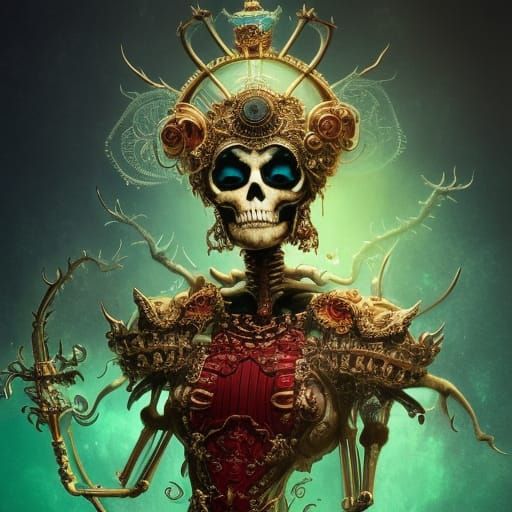 Steampunk Skeleton Ghost Rider in Filigree Armour