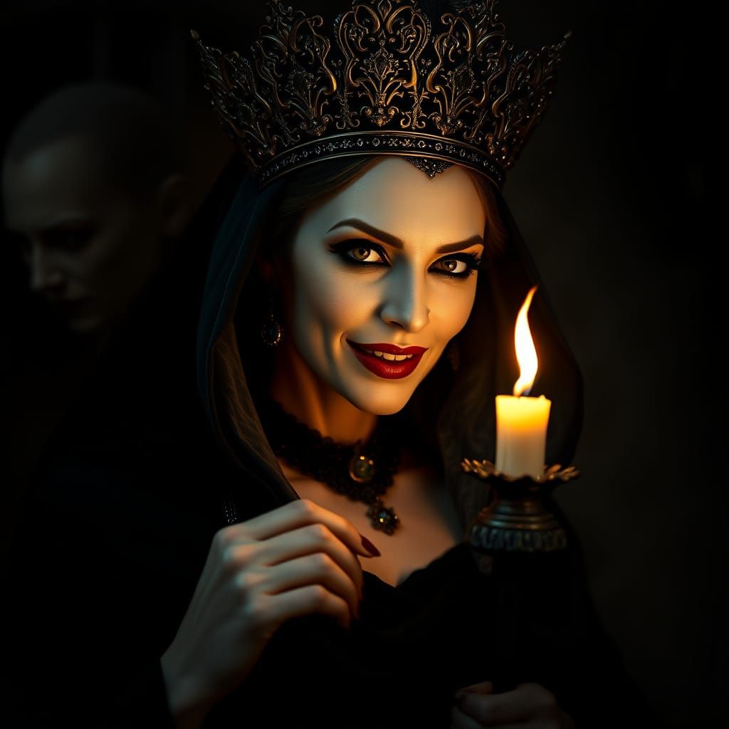 Majestic Vampire Queen in Dark, Haunting Beauty
