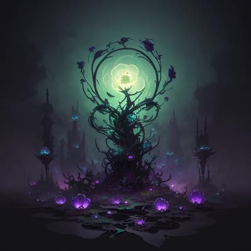 Malevolent Bubble-Flower: Spectral Blooms in Dark Fantasy Ar...