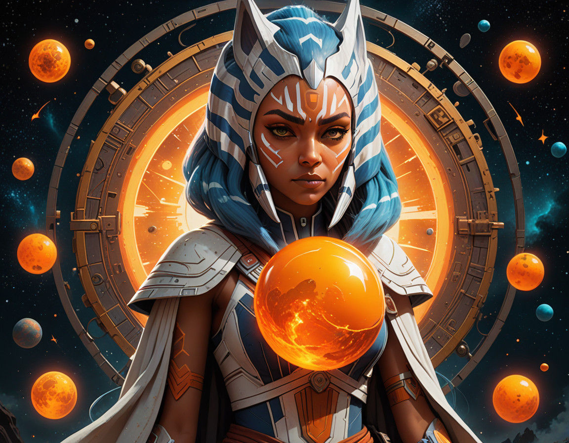 Vibrant Cosmic Warrior in Stellar Orbit