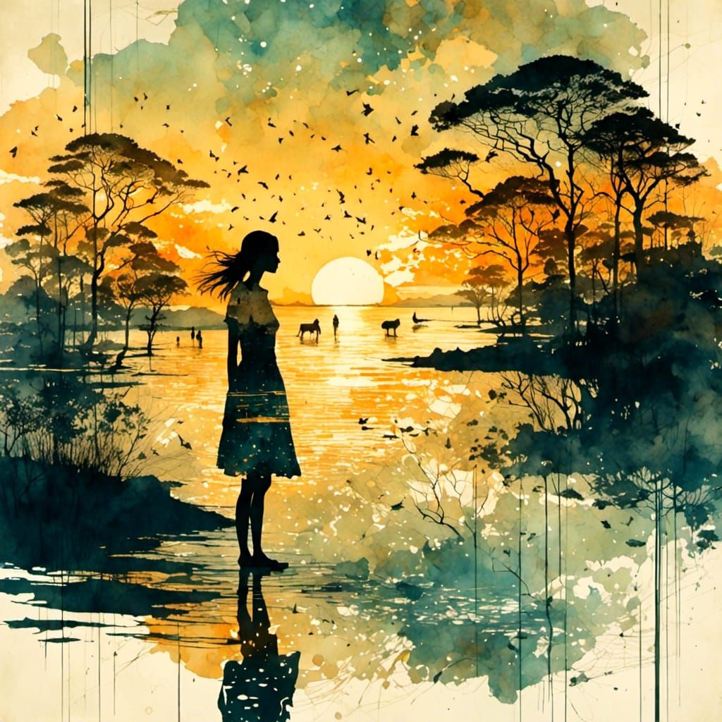 Beach Sunset Silhouette: Golden Hour Nostalgia