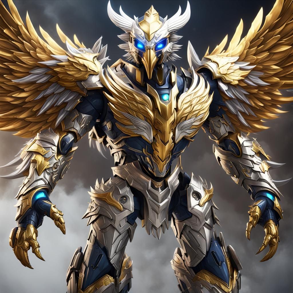 Armored Gold and Silver Phoenix Zord Animal