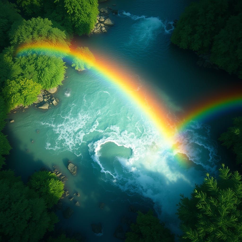 Ethereal Rainbow River in Digital Art Style