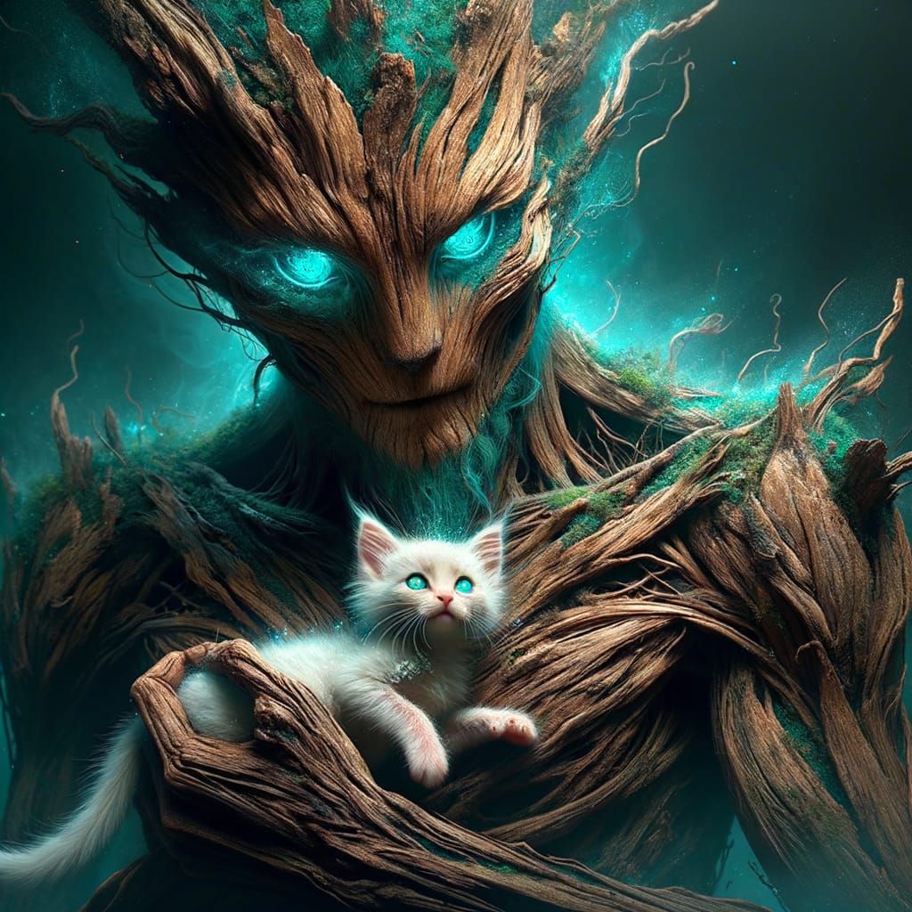 Woodland Guardian Envelops Innocence in Ethereal Aura