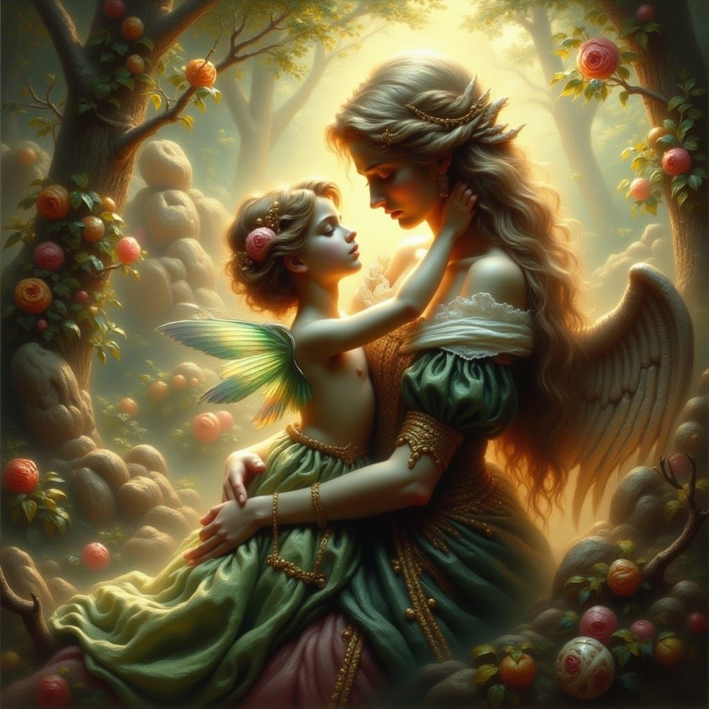 Ethereal Centaur Mother in Waterhouse Style