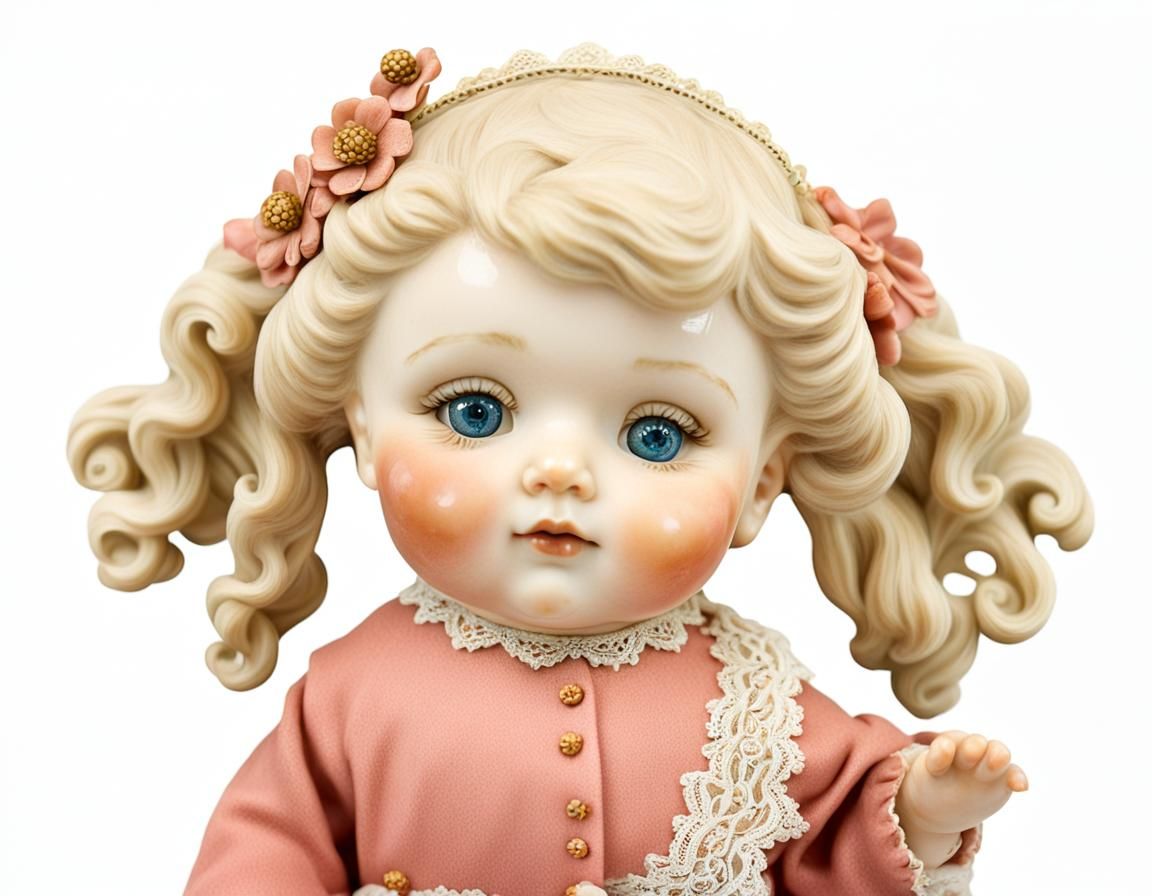 Faience Doll in Lace Gown