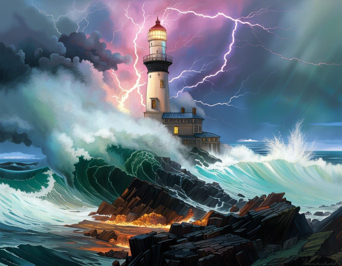 Atlantic Coastal Storm: Lightning and Crashing Waves