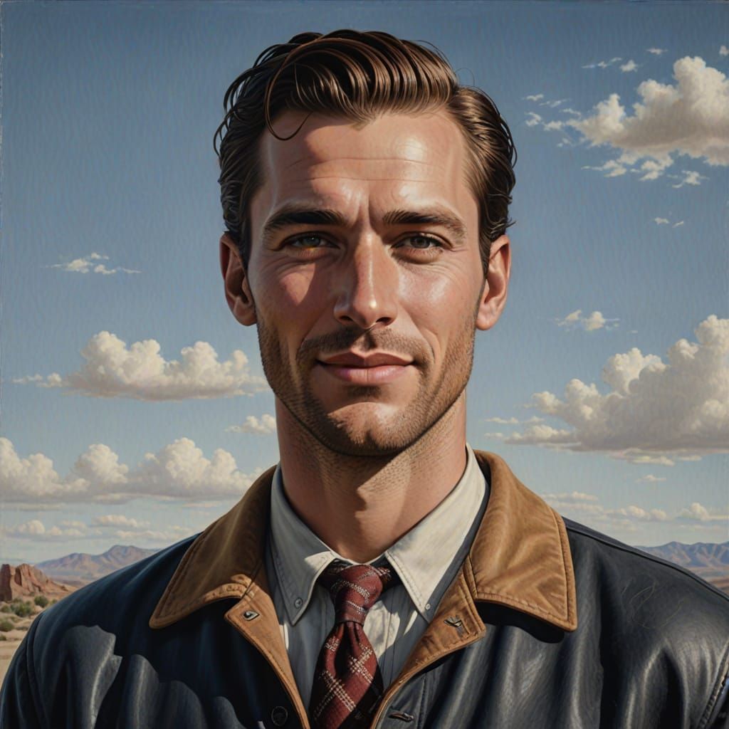 1950s American Man Portrait in Photorealistic Style