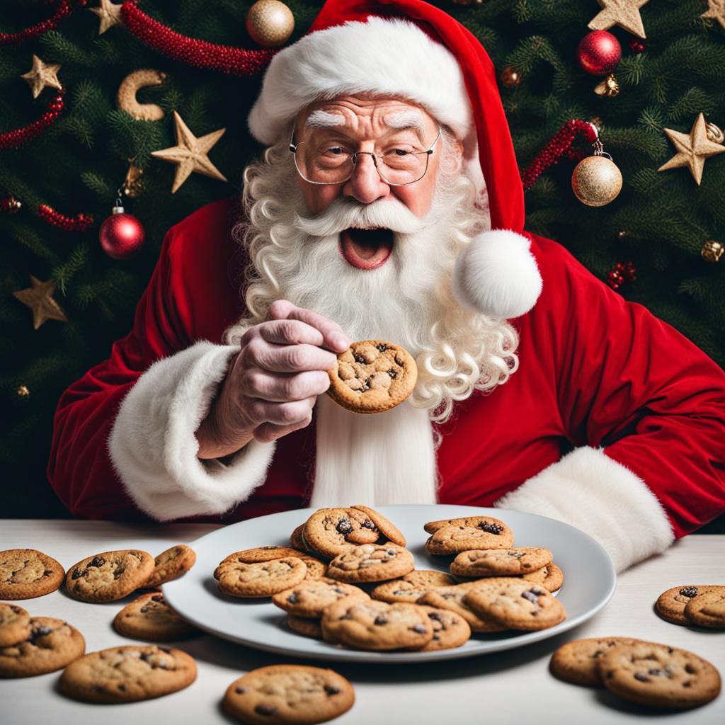 Santa Claus Enjoying Cookies