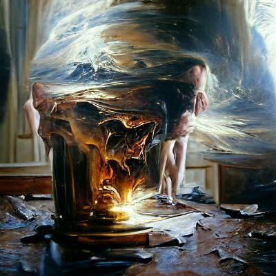 Epic Battle of Light and Darkness: An Oil Painting