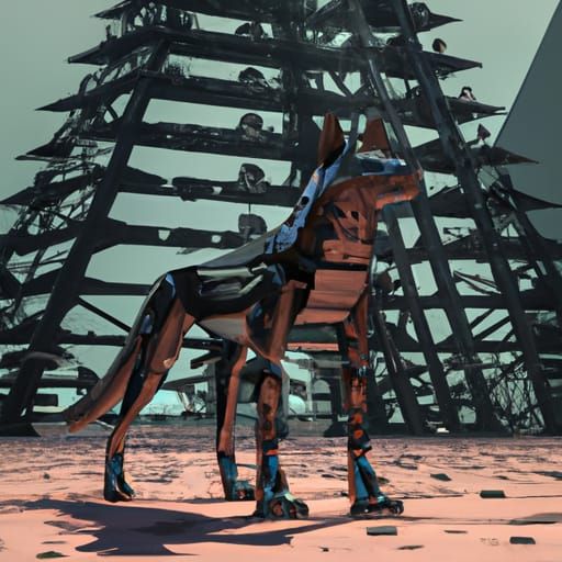 Futuristic Egyptian Wolf with Pyramid in 8K