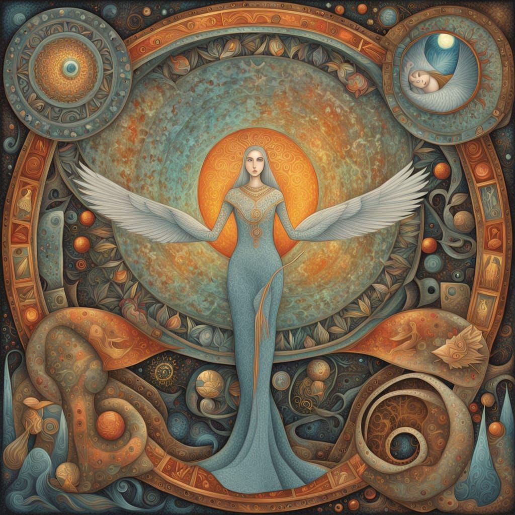 Angel of Memories Screams Amidst Shattered Mirrors and Cosmi...