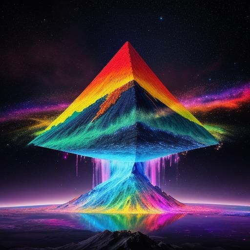 Prismatic Volcano Eruption in Mixed Media Style