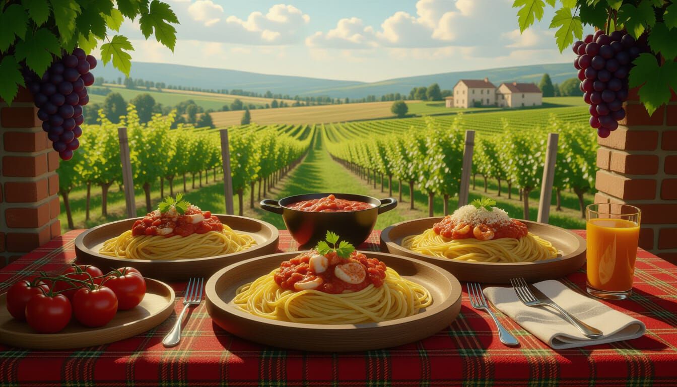 Gourmet Spaghetti Feast on Victorian Table