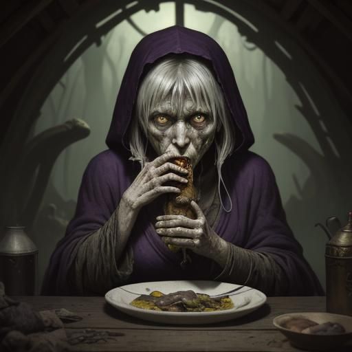 Dark Fantasy: Mushroom Infected Woman in Comic Style