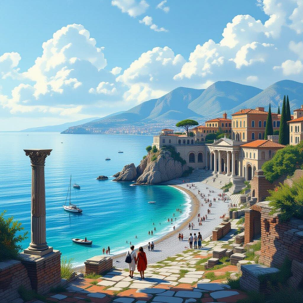 Picturesque Roman Ruins Overlooking the Sea