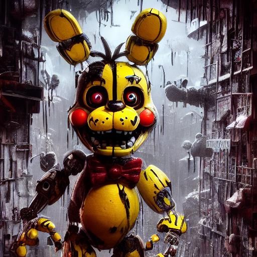 Spring Bonnie: Detailed Matte Painting of Yellow Bunny