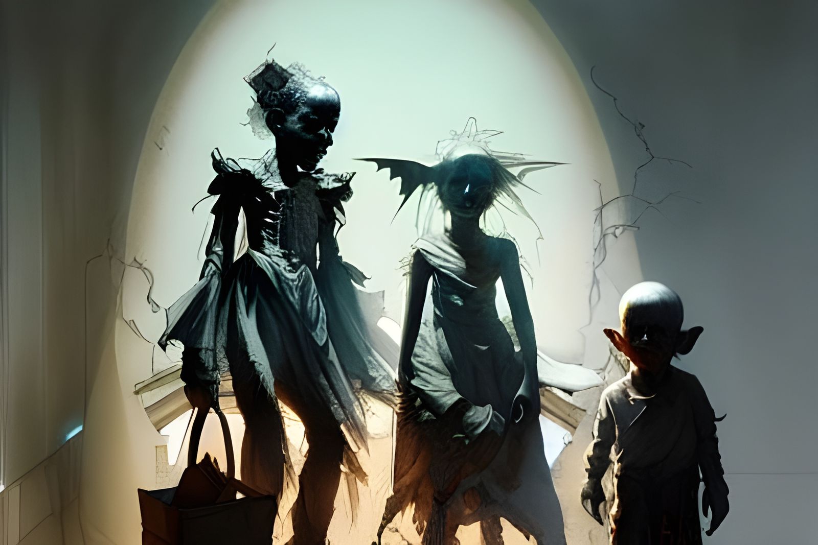 Ghosts Trick or Treating: Hyperdetailed Digital Painting