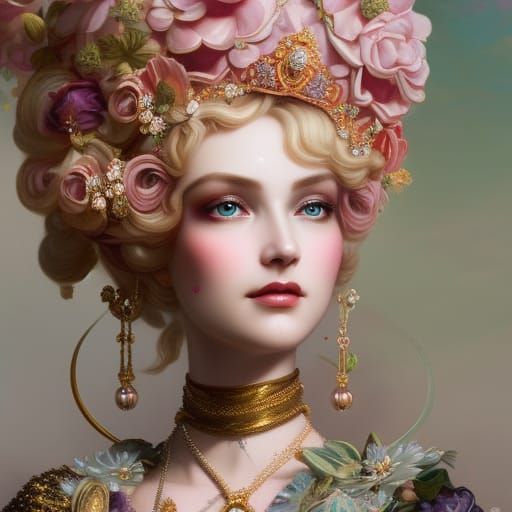 Art Nouveau Portrait: Madame de Pompadour in Rococo Style