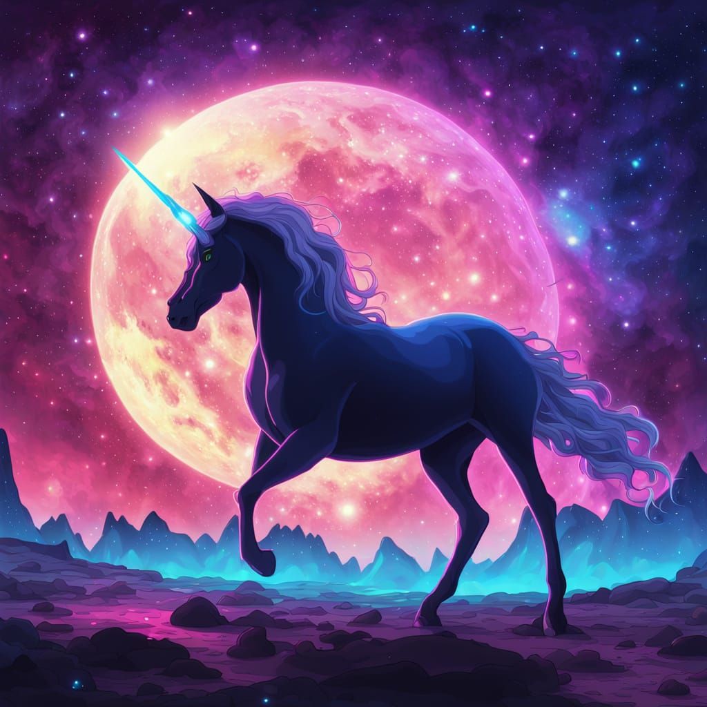 Cosmic Goddess in Vibrant Neon Colors, Iridescent Hair, and ...